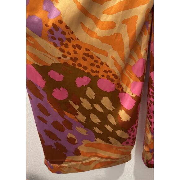 Christian Lacroix Size Medium High Waisted Wide Leg Satin Colorful Pants - Picture 8 of 15